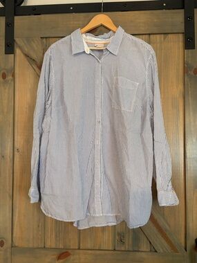 STYLUS Blue and White Pinstripe Casual Button-Down Shirt Women’s Size 3x